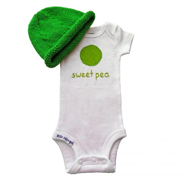 sweet pea bodysuit and hat gift set