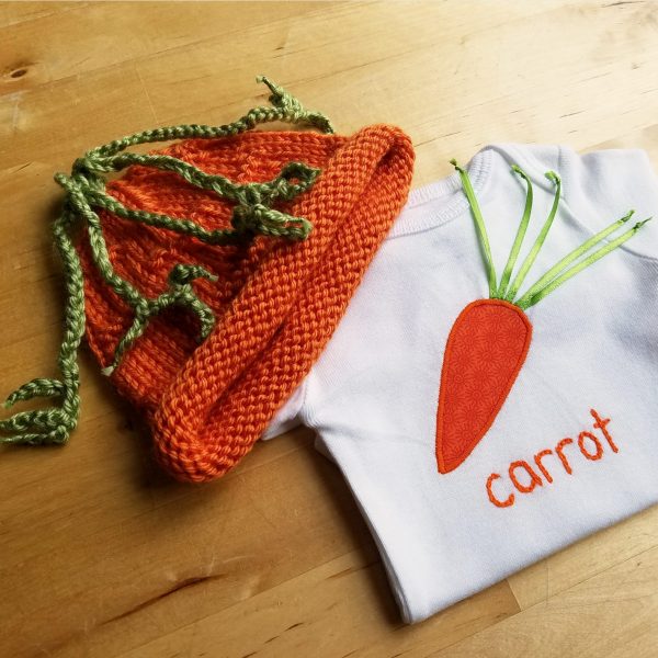 carrot bodysuit and hat