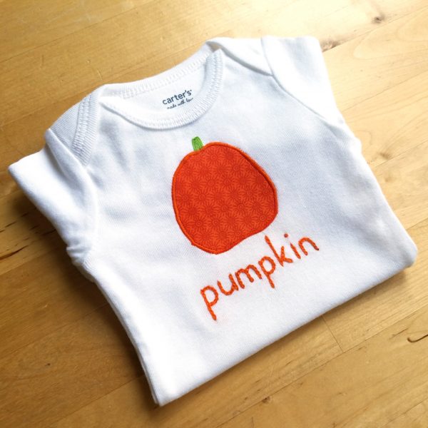 hand embroidered pumpkin bodysuit