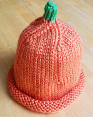 hand knit pumpkin hat