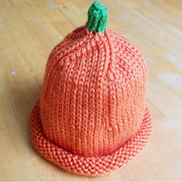hand knit pumpkin hat