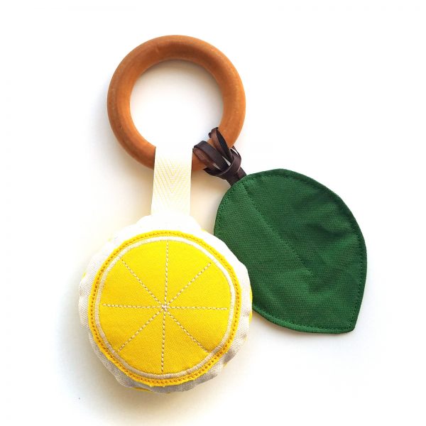 lemon sensory toy - teether, rattle and crinkle