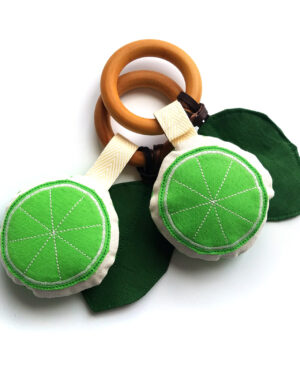 lime sensory toy - teether, rattle and crinkle