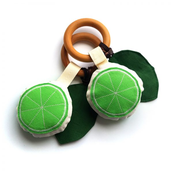 lime sensory toy - teether, rattle and crinkle