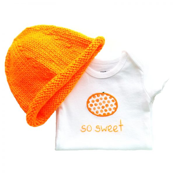 tangerine bodysuit + hat - so sweet