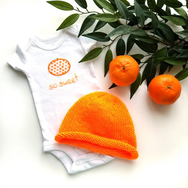 tangerine bodysuit + hat - so sweet