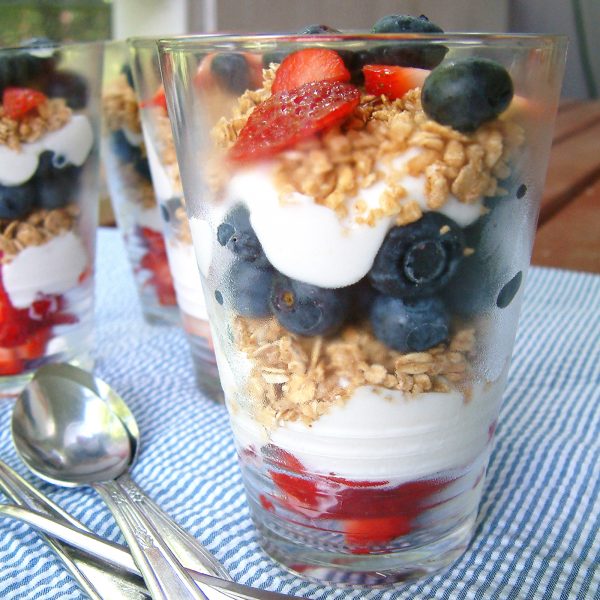 Red,white and Blue parfait - close