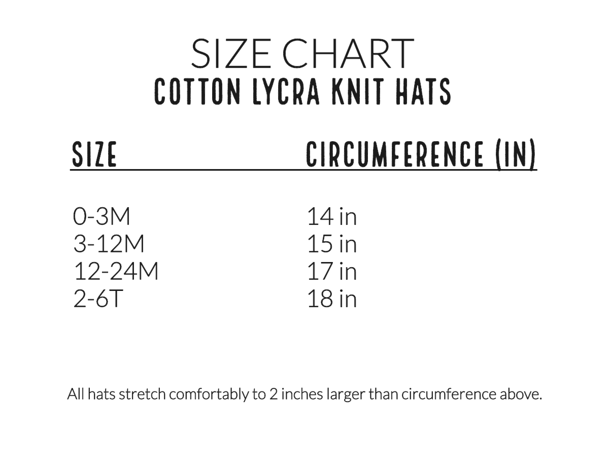 sizing info - cotton hats