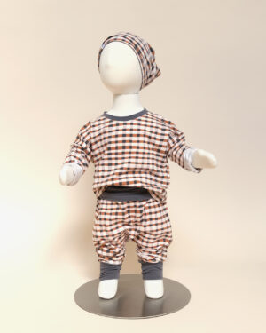 rory pants marley tee + jules hat outfit - cozy check