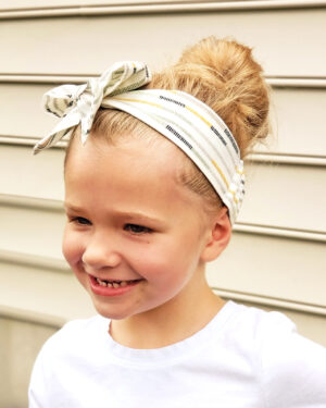 simona big bow headband on vera - needlepoint stripe