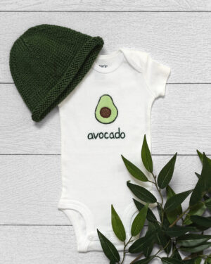 avocado gift set - hat + bodysuit flatlay