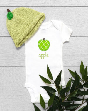 green apple gift set - hat + bodysuit flatlay