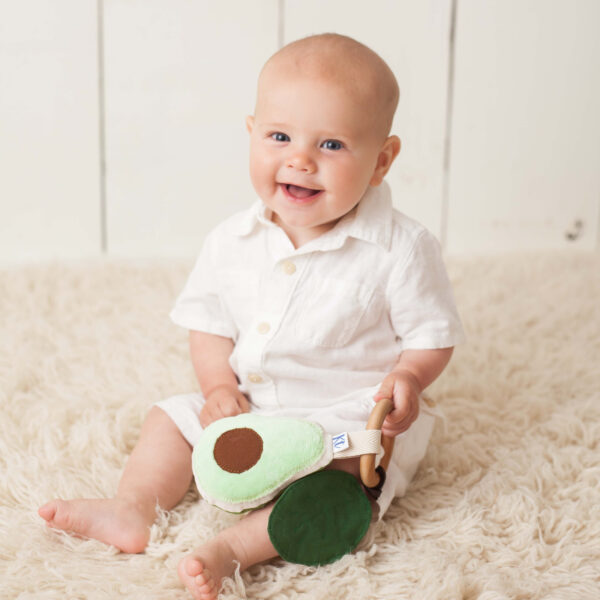 avocado teether with baby