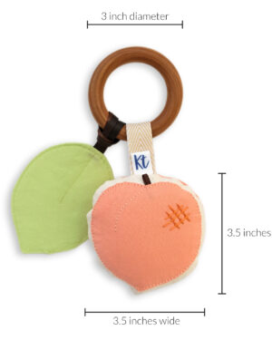 peach teether with measurements