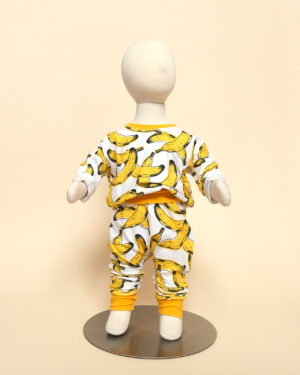 rory harem pants + marley tee in banana print on mannequin