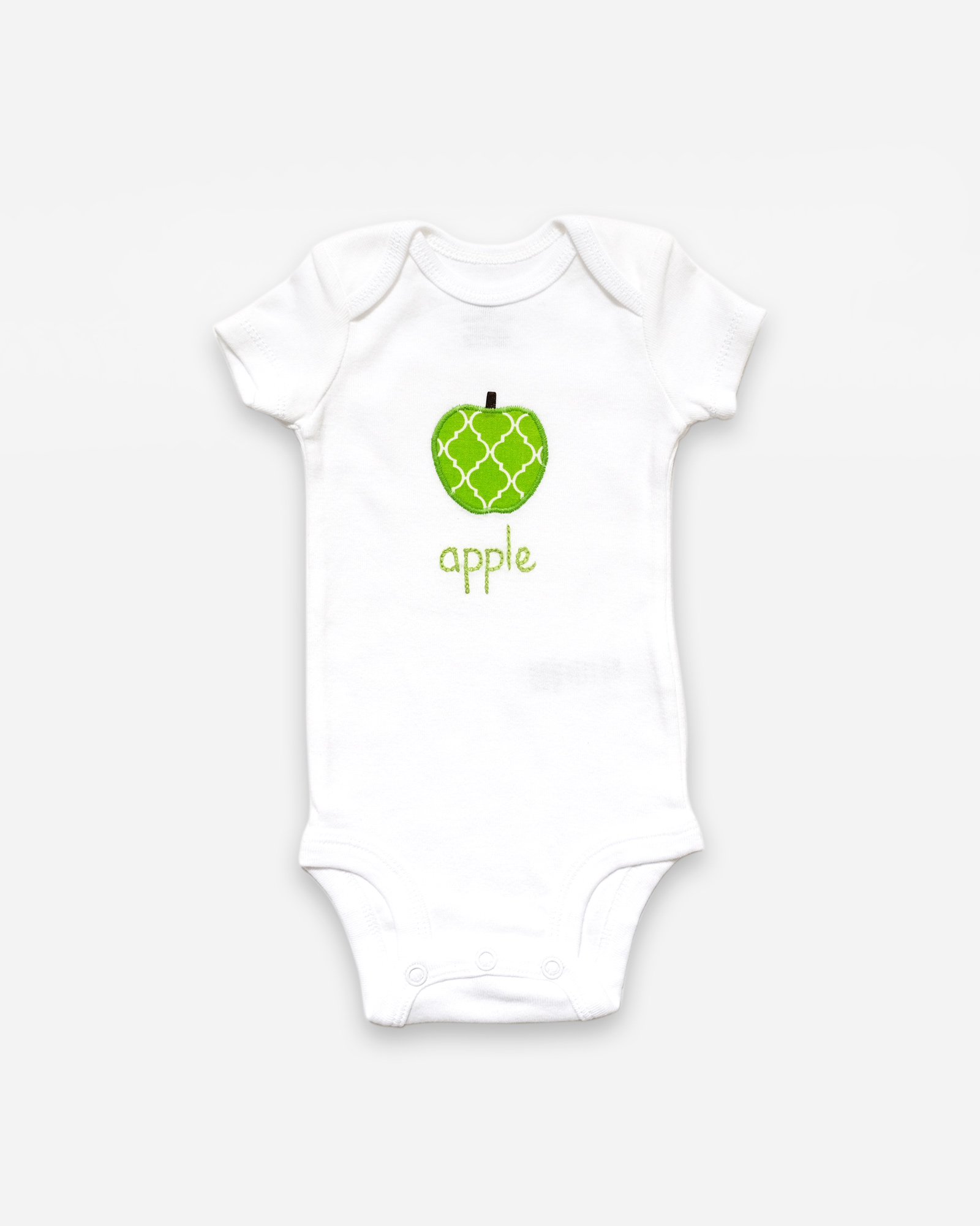 green apple hand embroidered bodysuit
