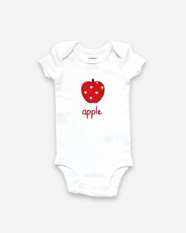 red apple hand embroidered bodysuit