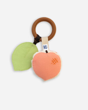 peach teether and sensory toy