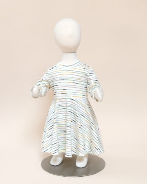 luna dress long sleeve needlepoint stripe on mannequin for little girl