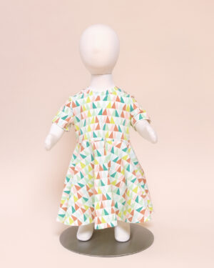 luna dress short sleeve for toddler girls or baby girls geometric triangle