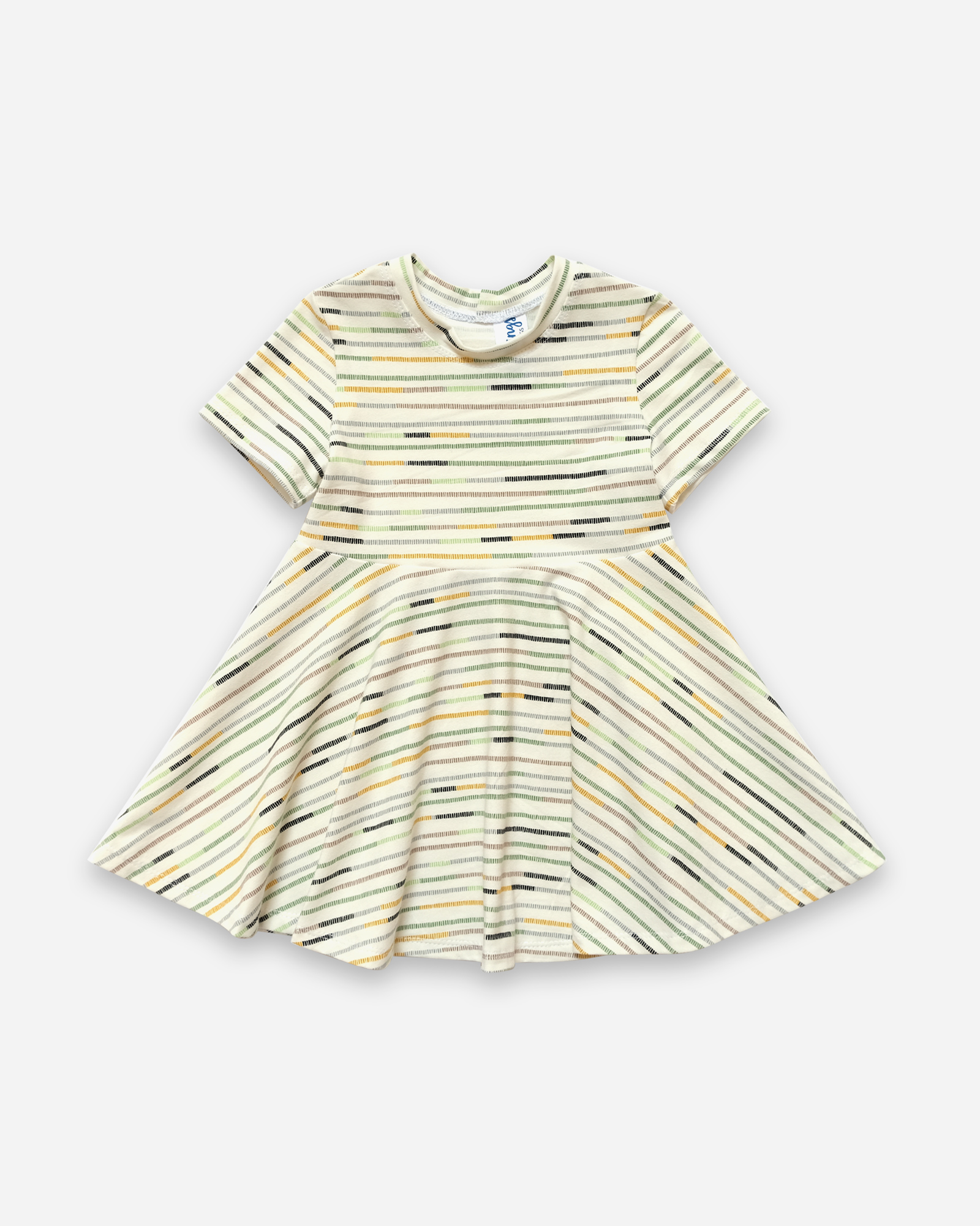 luna dress short sleeve needlepoint stripe