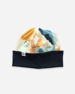jules hat - painted canvas with navy backing