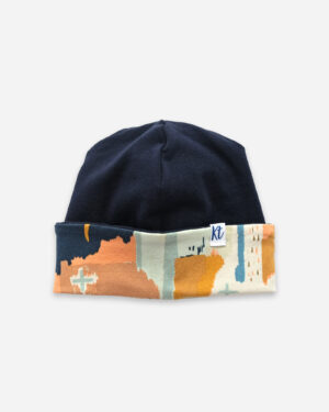 jules hat - painted canvas with navy backing